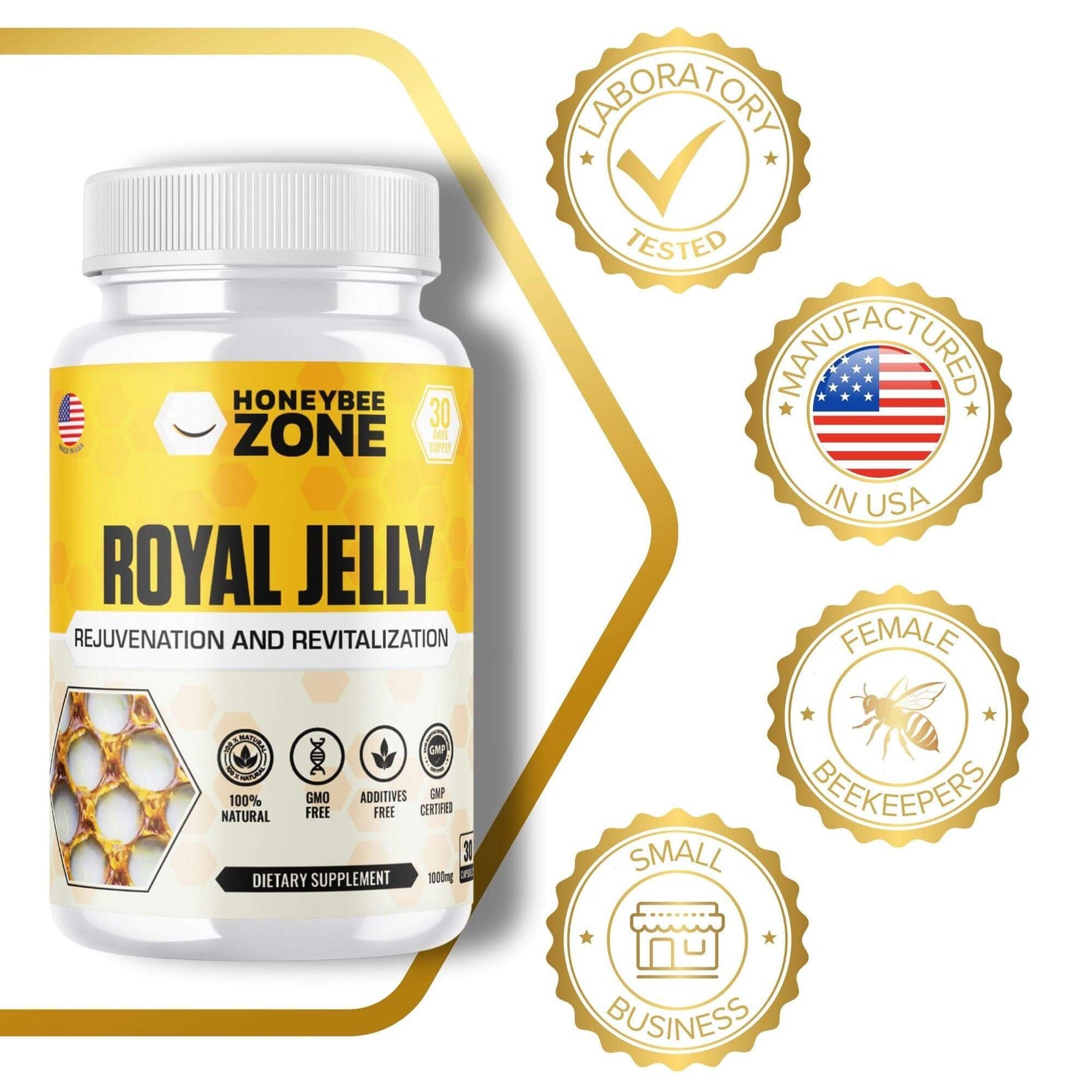 Bee Royal Jelly 500mg 60 Capsules - HONEYBEEZONE