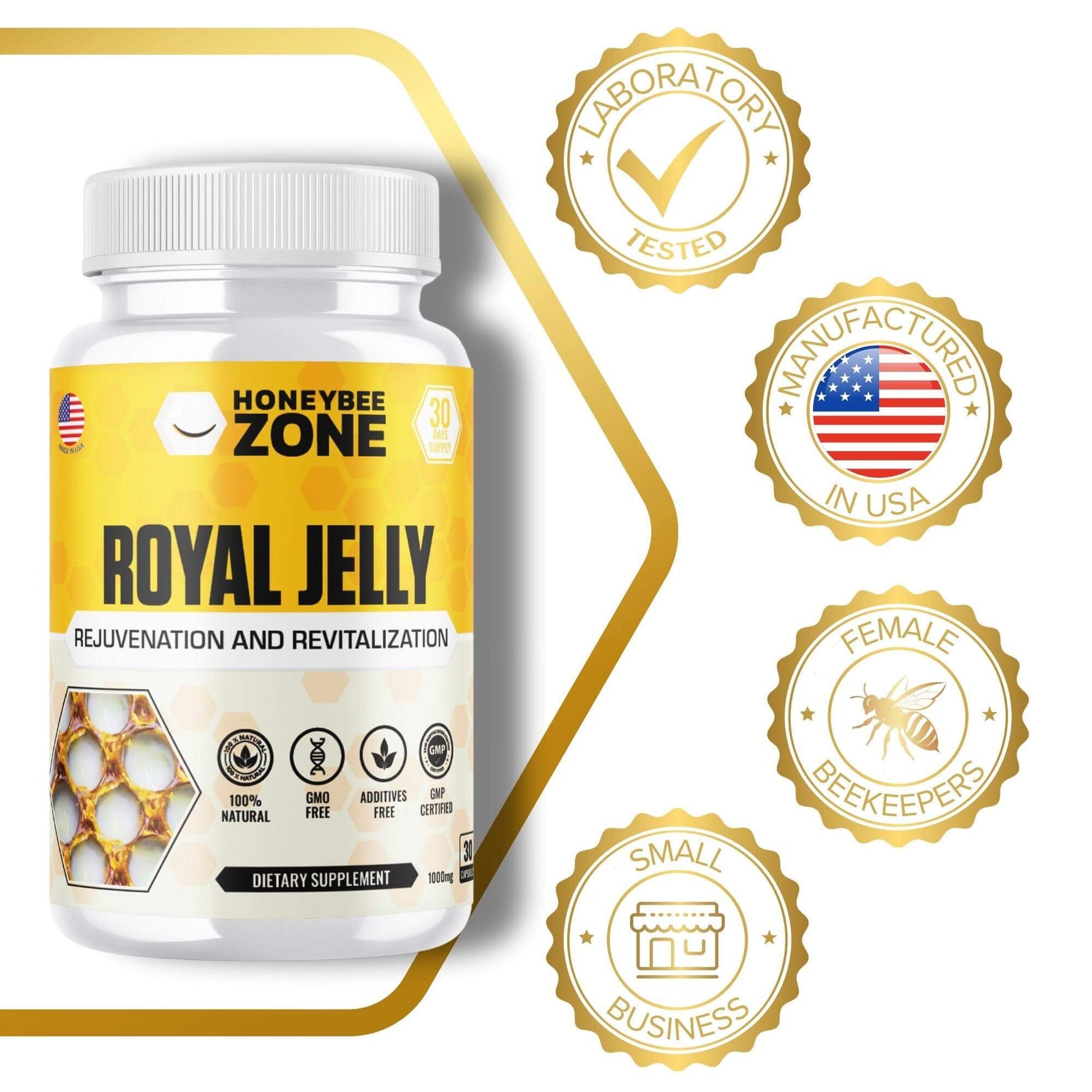 Bee Royal Jelly 500mg 60 Capsules - HONEYBEEZONE