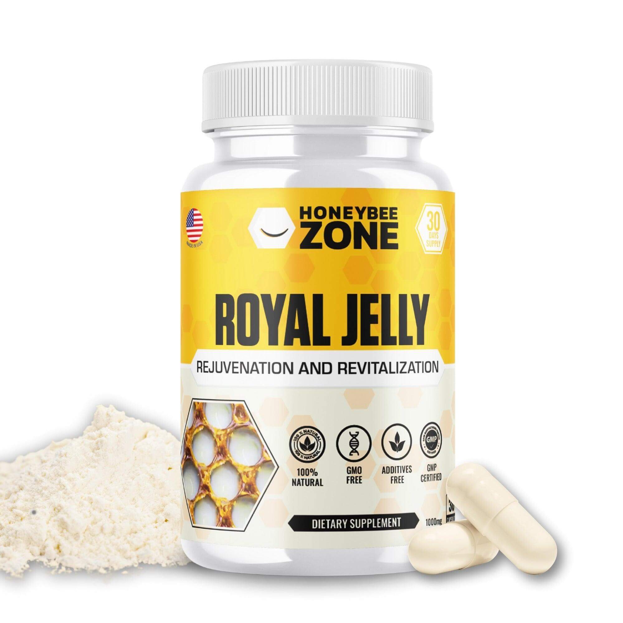 Bee Royal Jelly 500mg 60 Capsules - HONEYBEEZONE