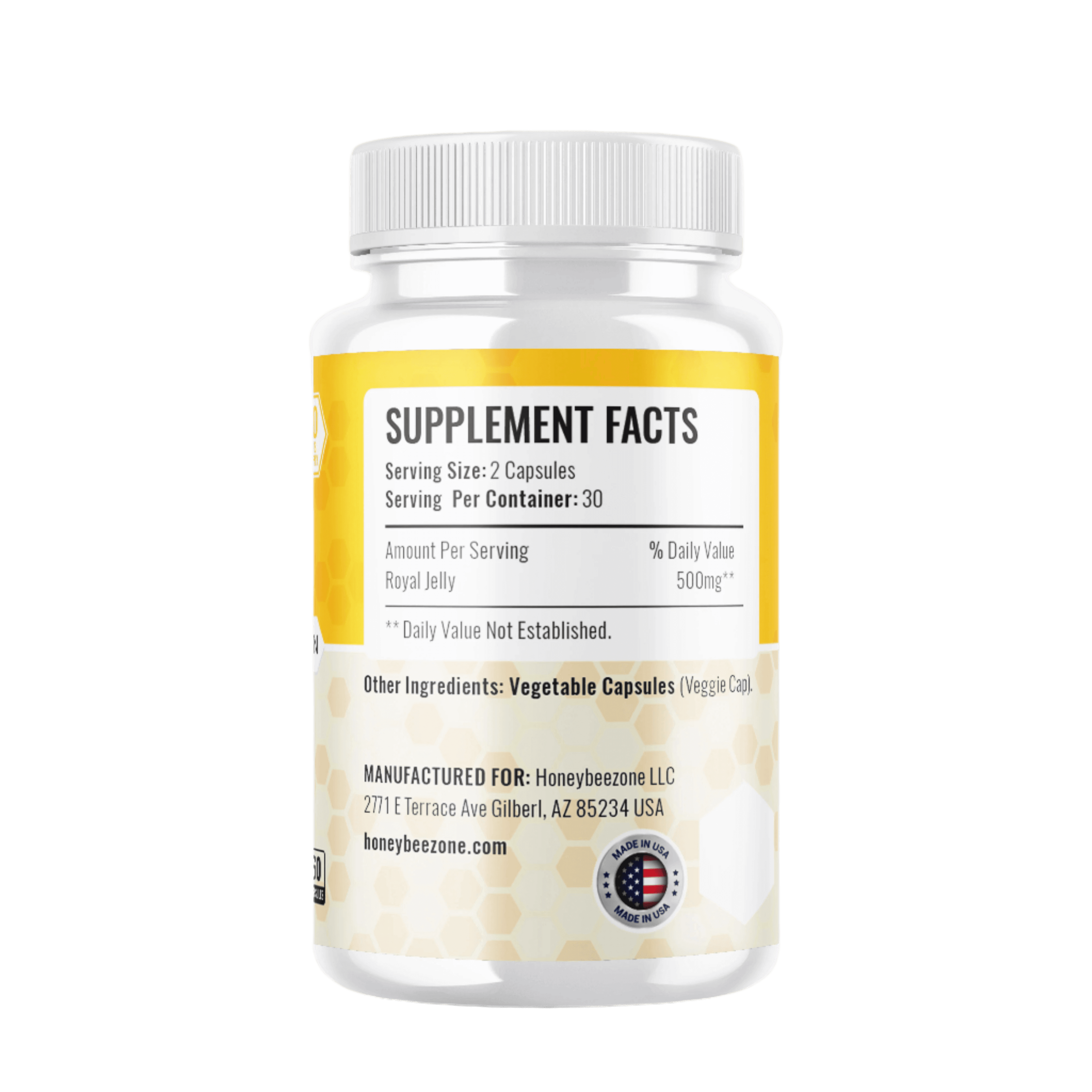 Bee Royal Jelly 500mg 60 Capsules - HONEYBEEZONE