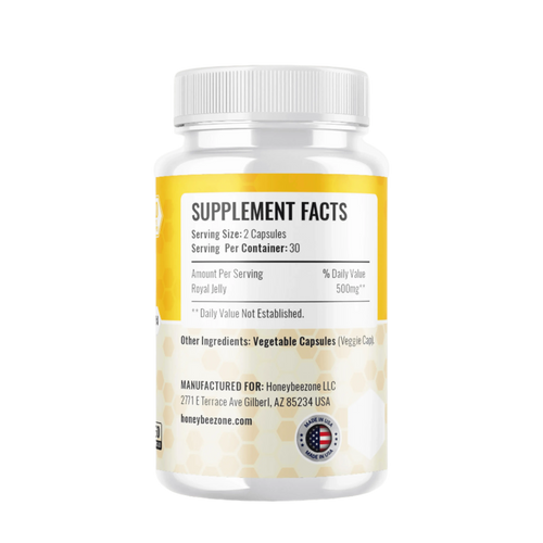 Bee Royal Jelly 500mg 60 Capsules - HONEYBEEZONE