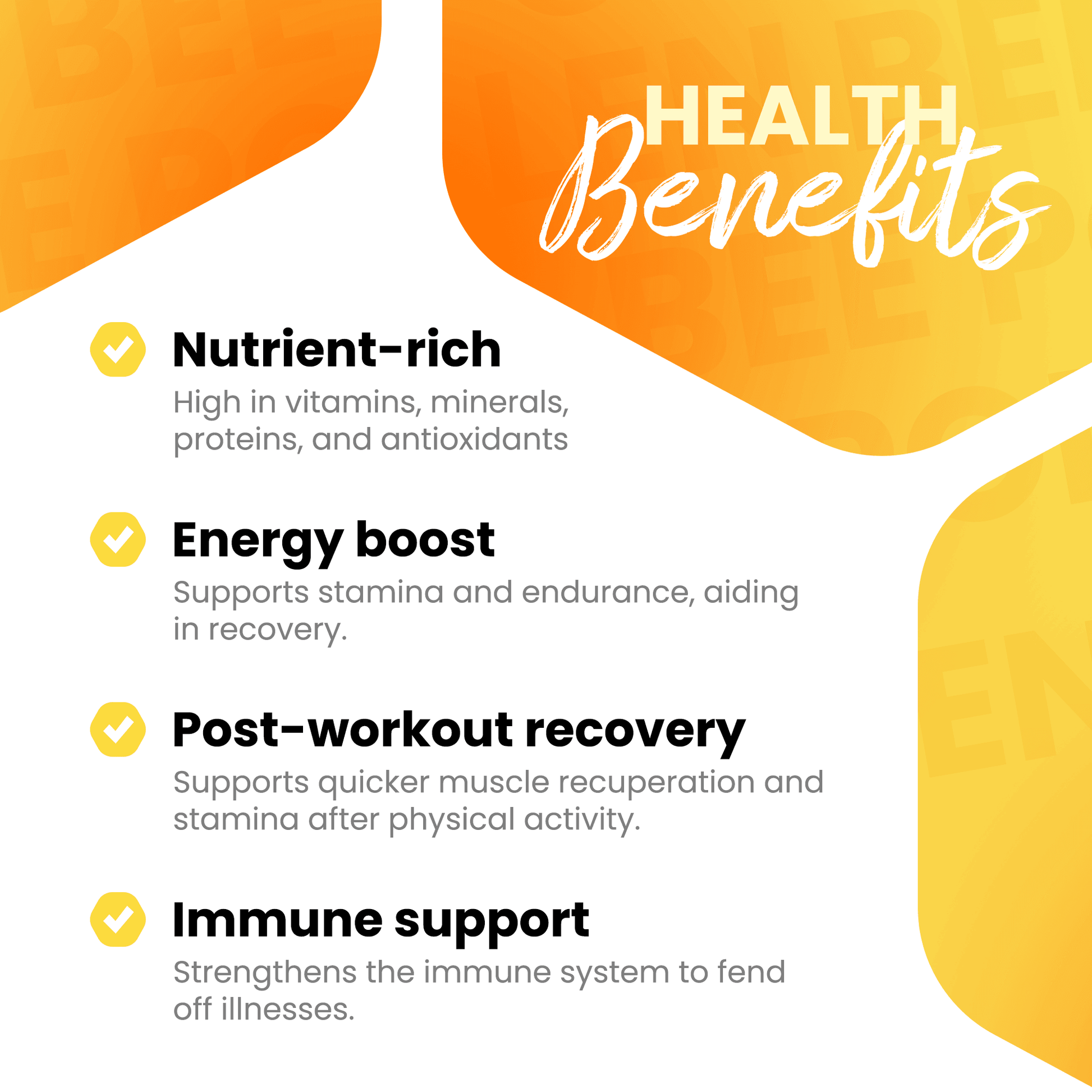 Pure Bee Pollen Granules in Capsules Rich in Vitamins, Minerals & Antioxidants - Natural Energy & Immune Support - 60 Count Easy to Take - HONEYBEEZONE