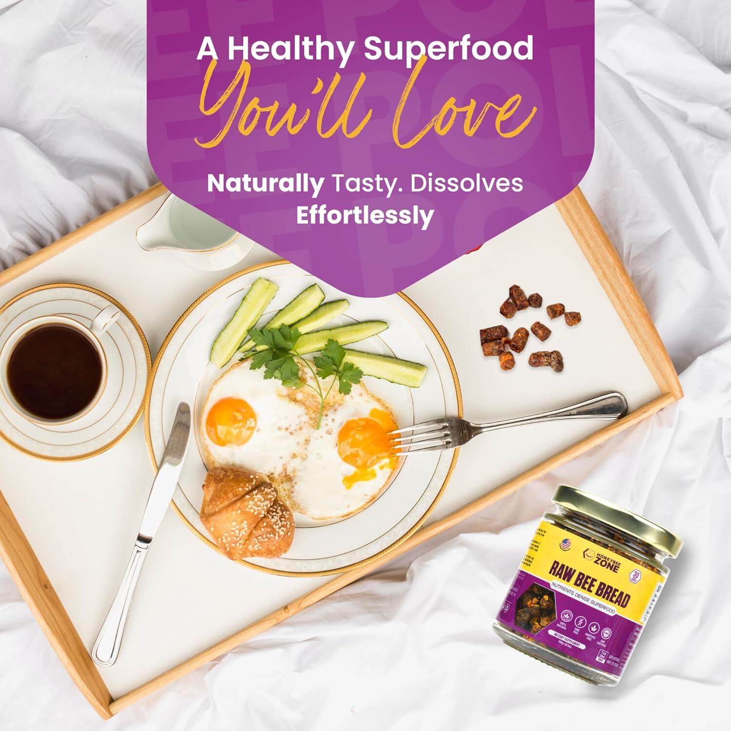 100% Natural Raw Bee Bread Non-GMO, Gluten-Free, 3.5 oz Bee Supplement - HONEYBEEZONE