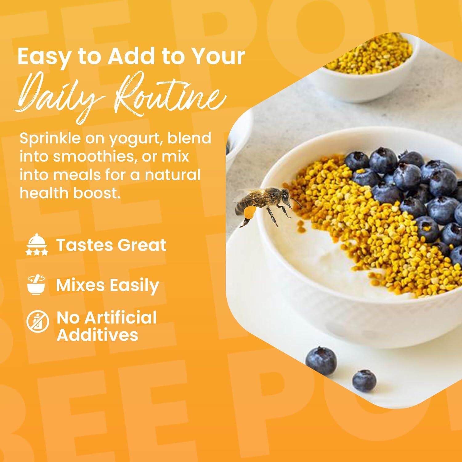 Bee Pollen Supplement 100% Natural Raw Bee Pollen Granules Fermented Pollen 5.2 oz - HONEYBEEZONE