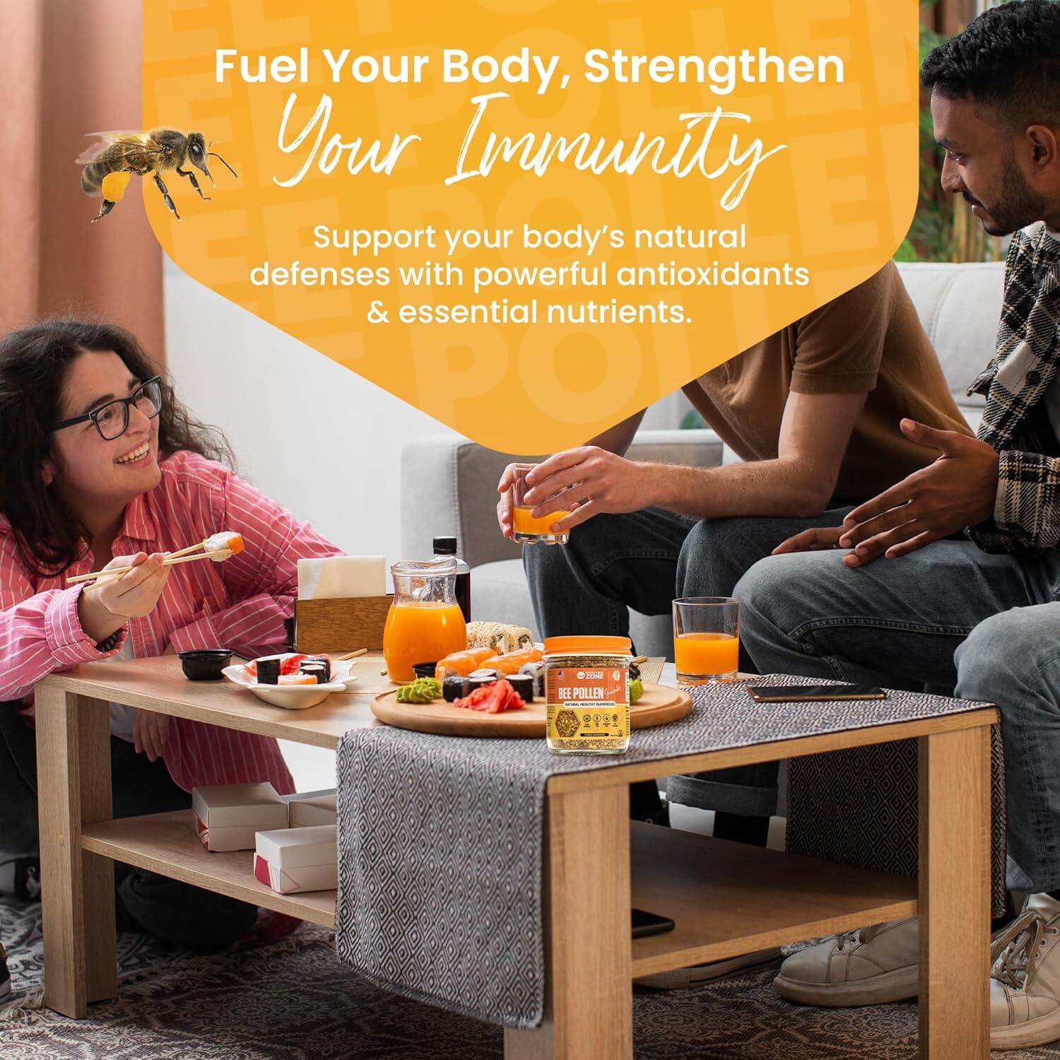 Bee Pollen Supplement 100% Natural Raw Bee Pollen Granules Fermented Pollen 5.2 oz - HONEYBEEZONE