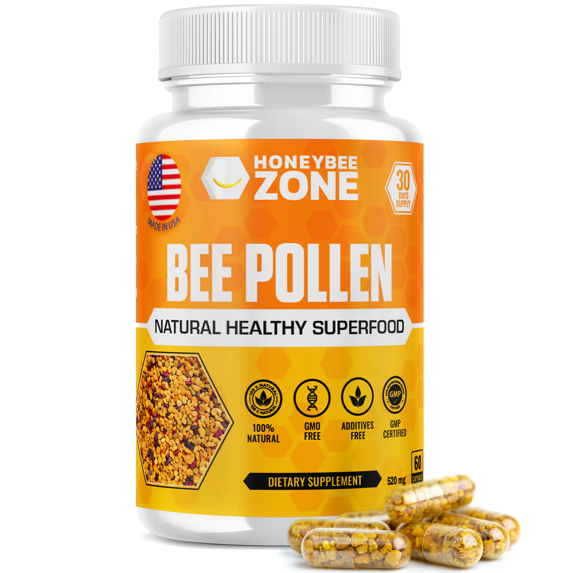 Bee Pollen Granules in Capsules