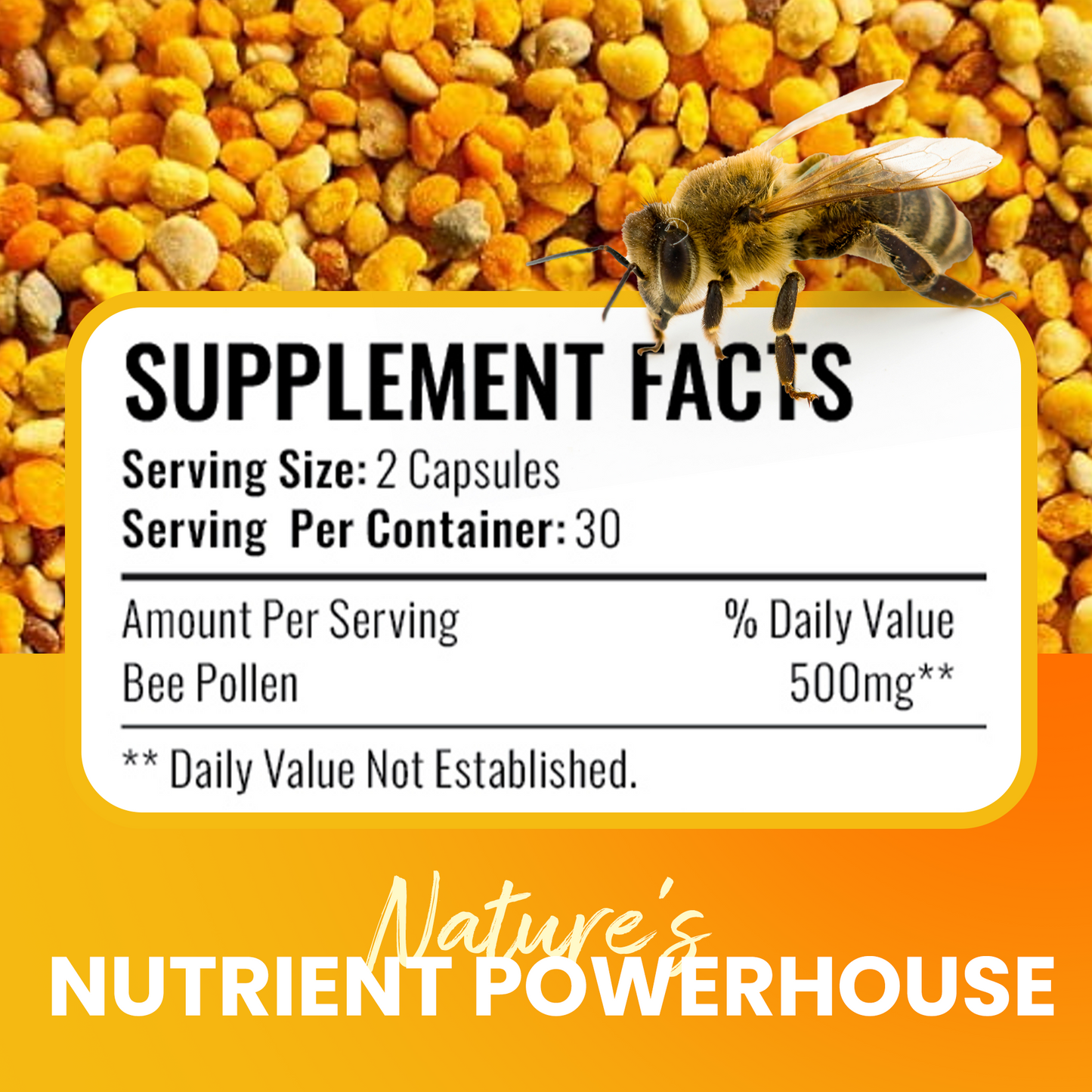 Bee Pollen Granules in Capsules 60 Capsules